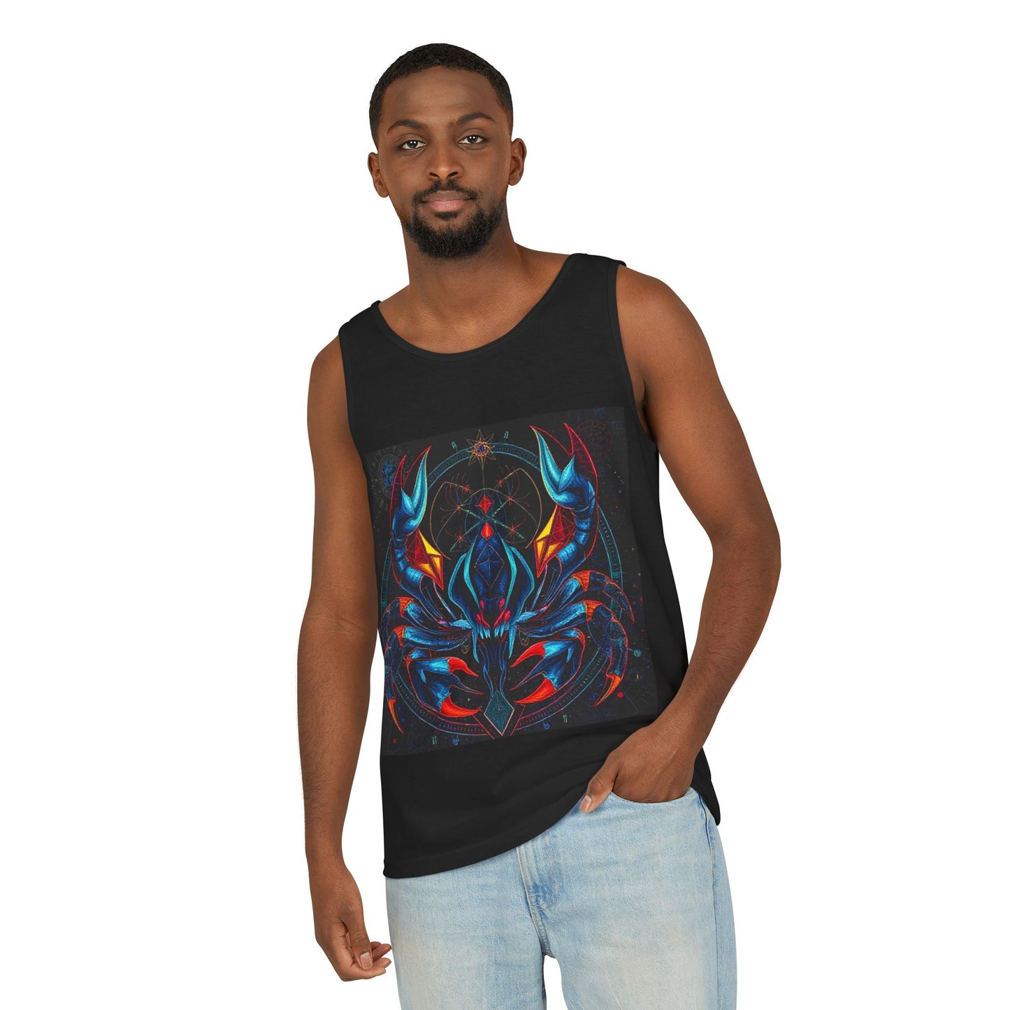 Unisex Garment-Dyed, Tank Top, Scorpio Design, Pop Art v1, 100% US cotton