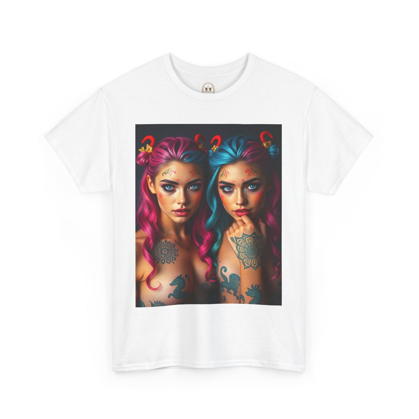 Unisex Heavy Cotton T-Shirt, Gemini, Zodiac v1, Sexy Art