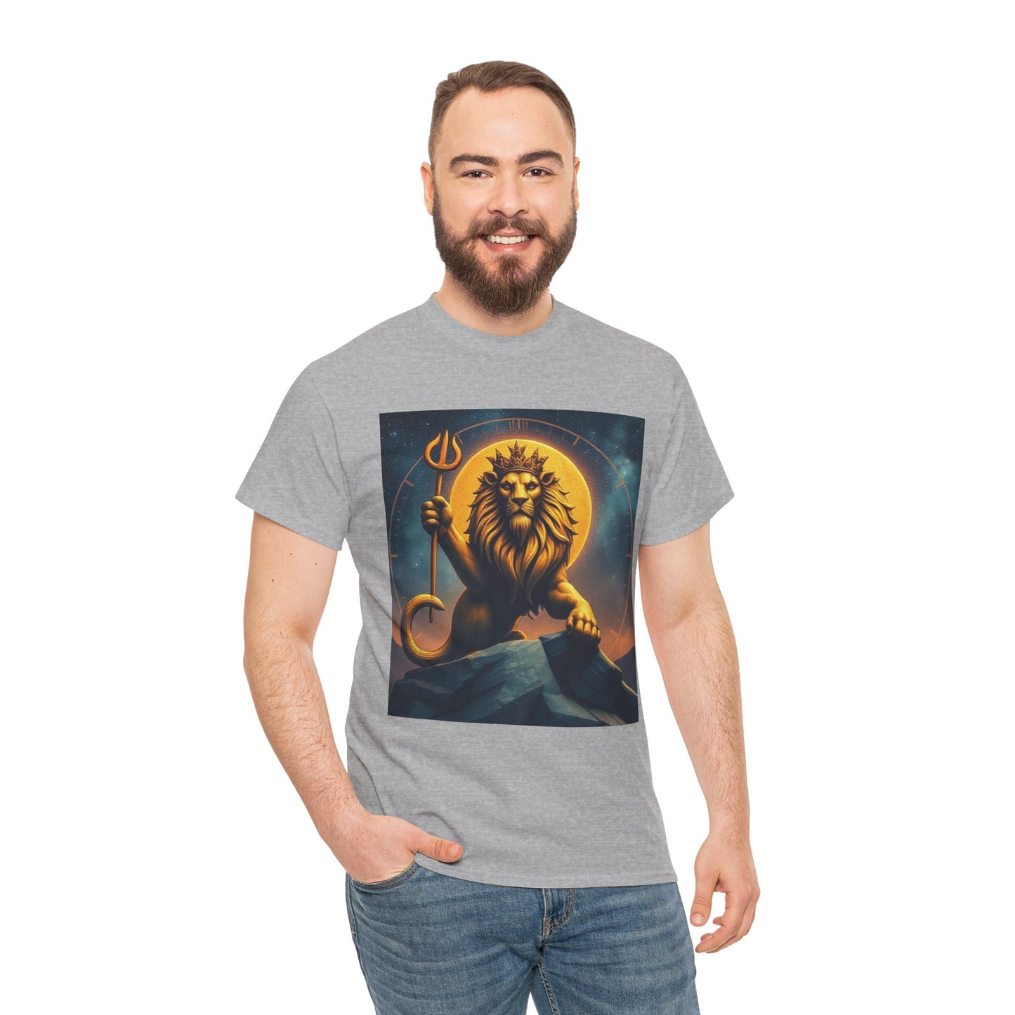 Unisex Heavy Cotton T-Shirt, King of Lion v3, Leo Zodiac Design
