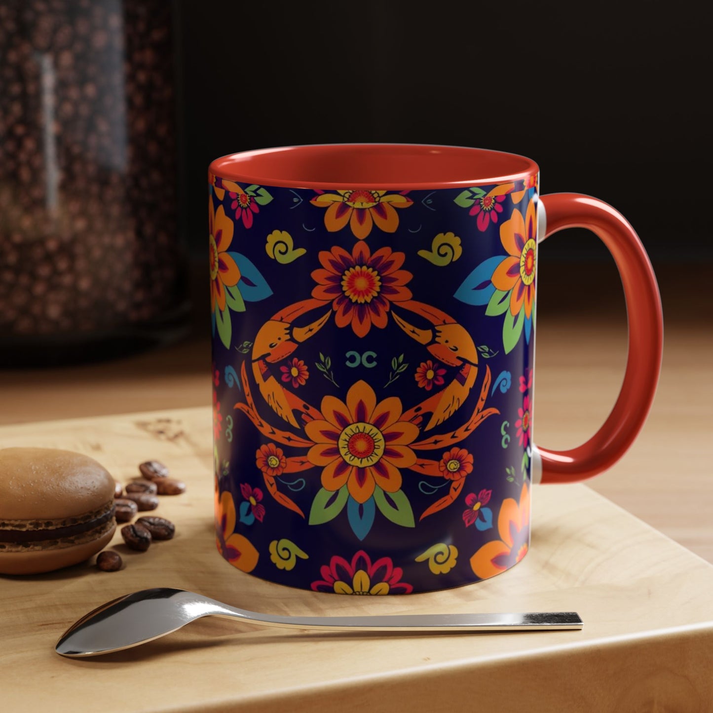 Accent Coffee Mug, Cancer, Zodiac, Flower Pattern, (11, 15oz)