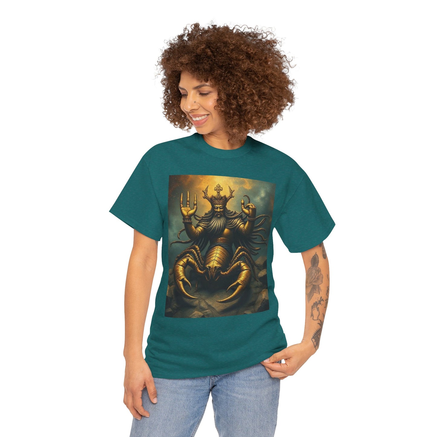 Unisex Heavy Cotton T-Shirt, Desert Scorpio King, Zodiac Design