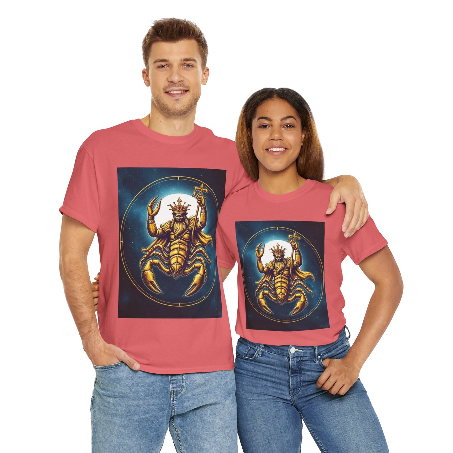 Unisex Heavy Cotton T-Shirt, Moon v1, Scorpio Zodiac Design