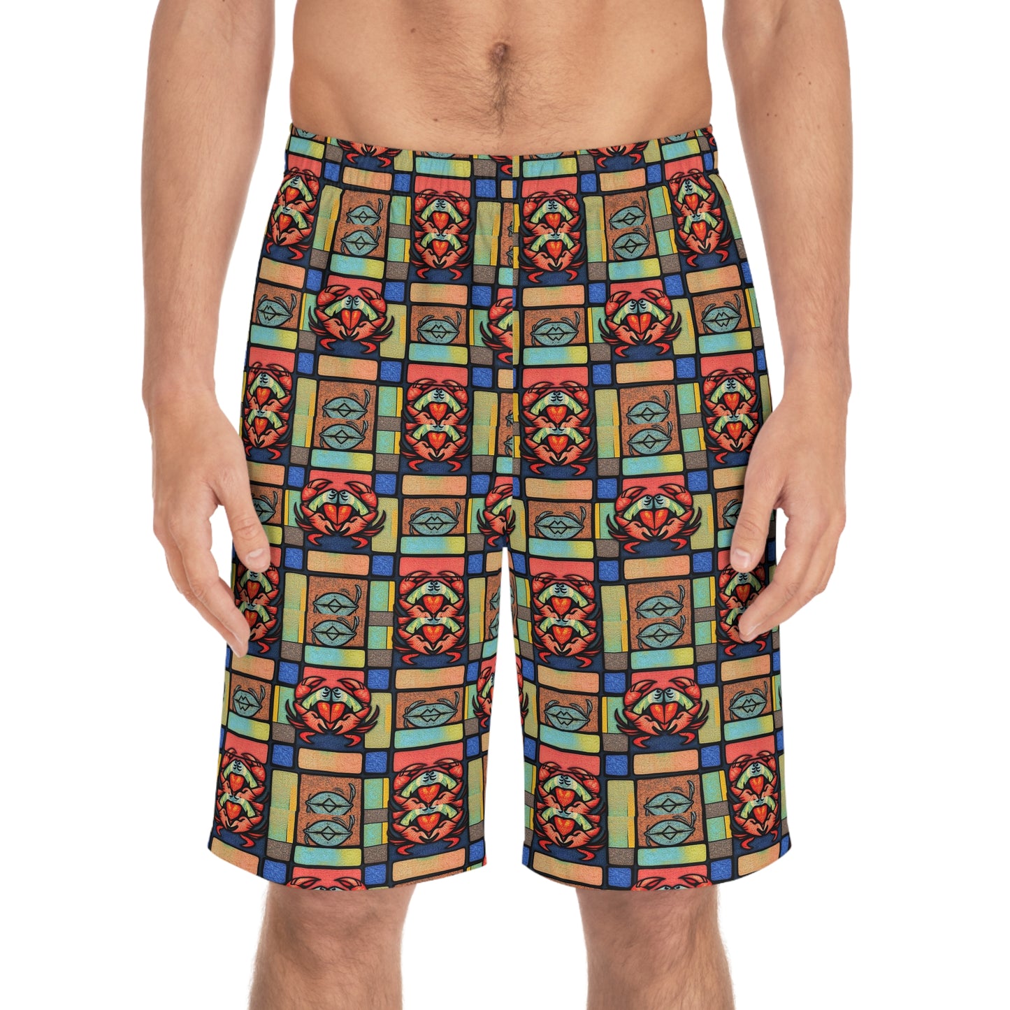 Men's Board Shorts, (AOP), Cancer, Zodiac, Shape Pattern