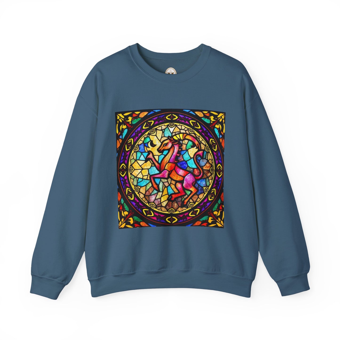 Unisex Heavy Blend™ Crewneck Sweatshirt, Glass, Aries Zodiac Design