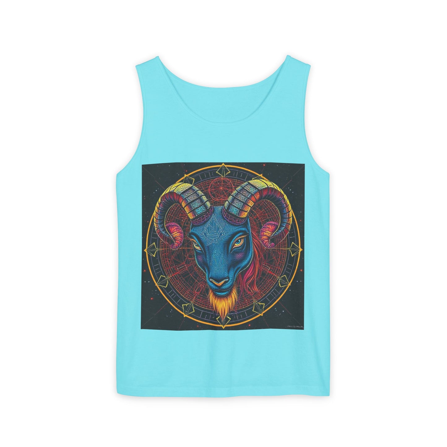 Unisex Garment-Dyed, Tank Top, Aries Design, Pop Art, 100% Ringspun US cotton