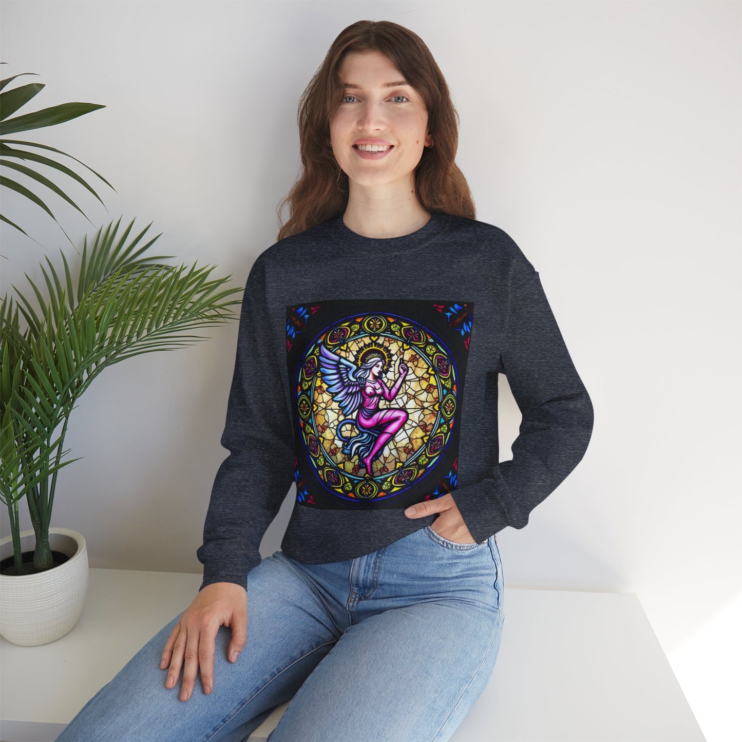 Unisex Heavy Blend™ Crewneck Sweatshirt, Glass 1, Virgo Zodiac Design