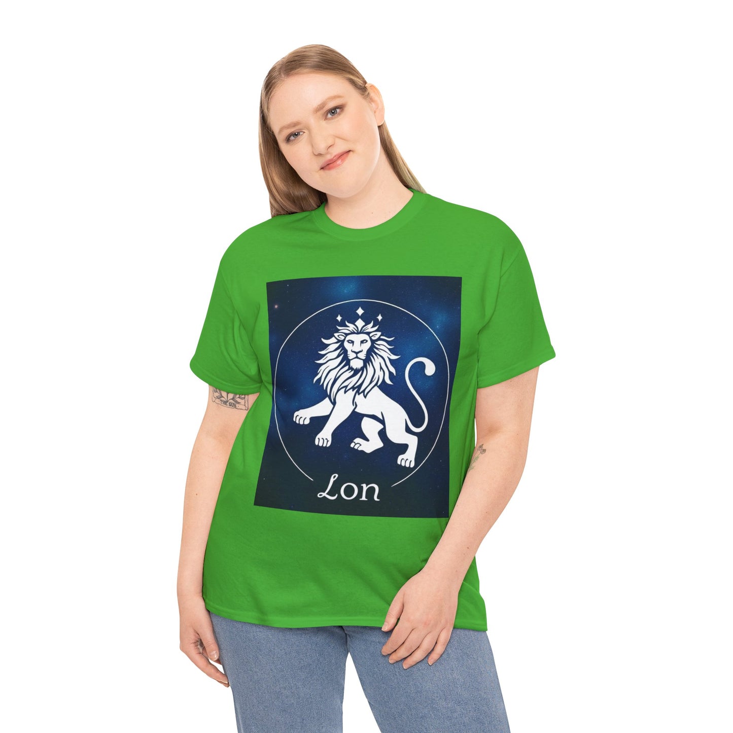 Unisex Heavy Cotton T-Shirt, Space Lion v1, Leo Zodiac Design