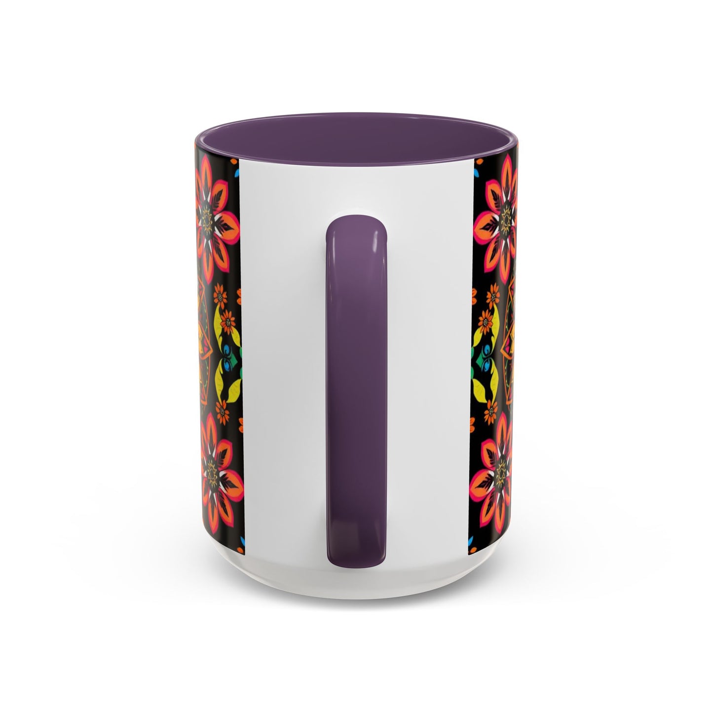 Accent Coffee Mug, Sagittarius, Zodiac v2. Flower Pattern, (11, 15oz)