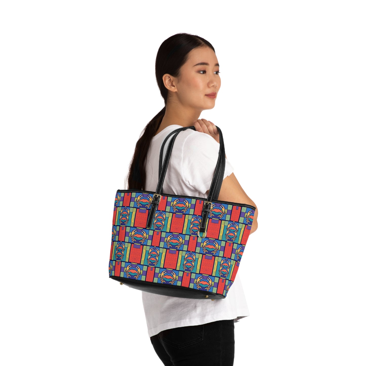 Leather Shoulder Bag, Cancer, Zodiac v1, Shapes Pattern