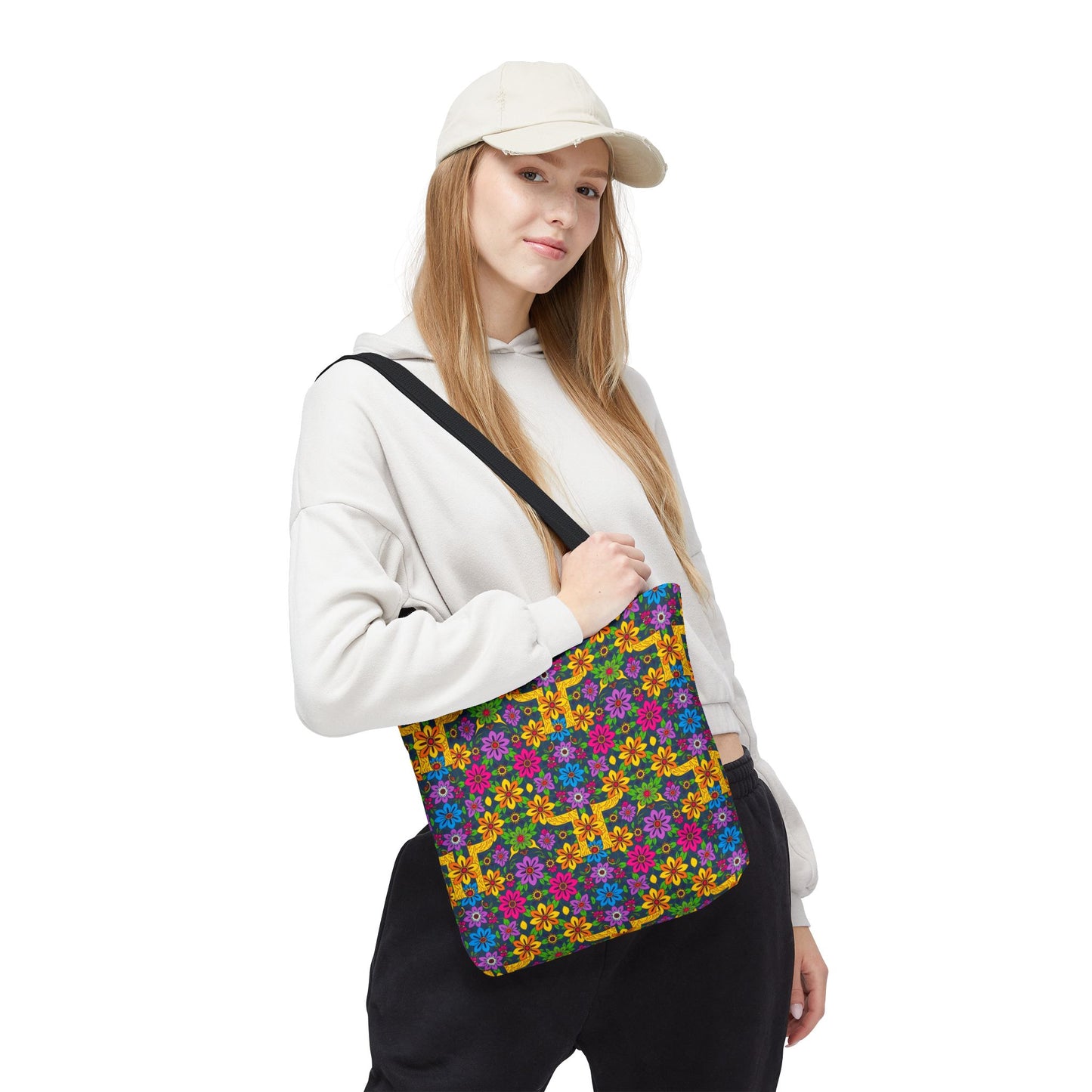 Tote Bag, (AOP), Gemini, Zodiac v2, Flower Pattern