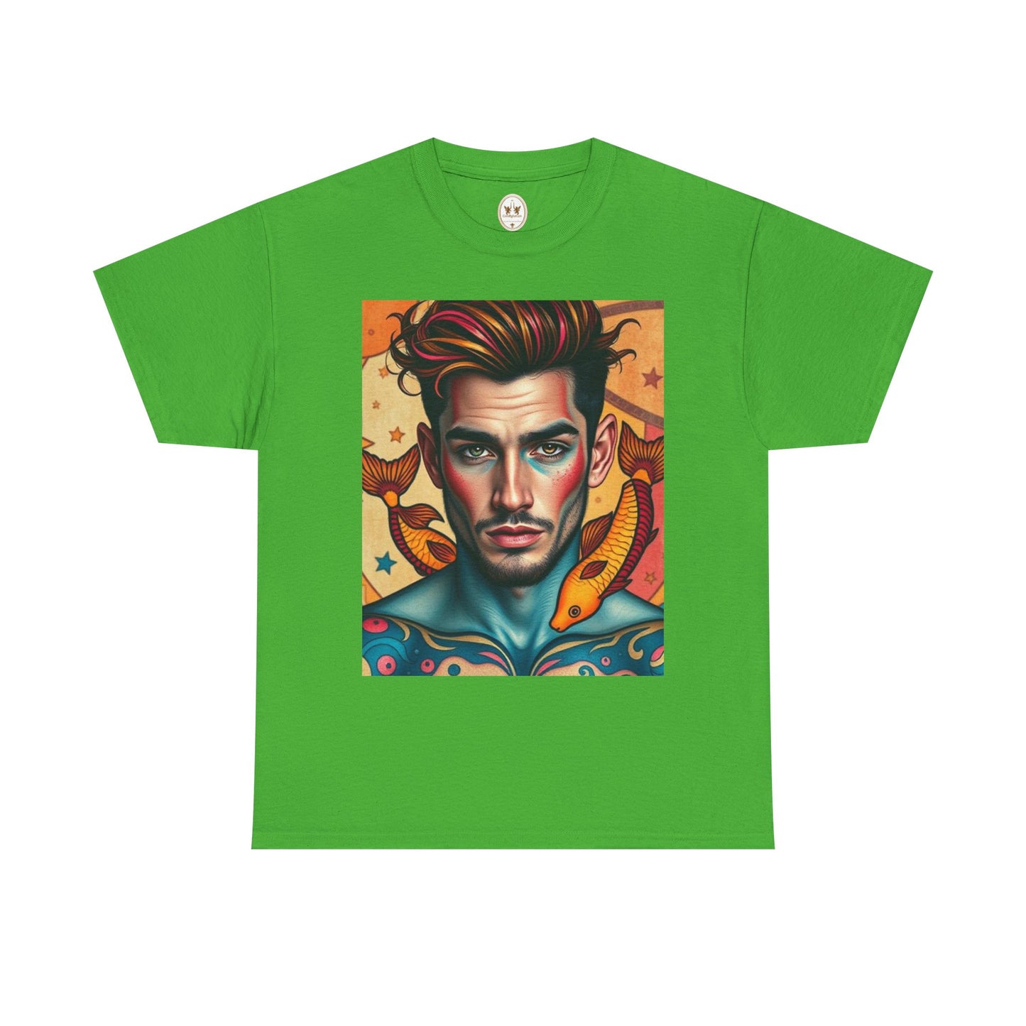 Unisex Heavy Cotton T-Shirt, Pisces, Zodiac v2, Sexy Art