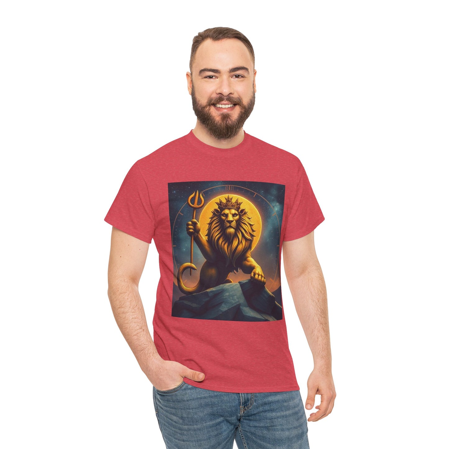 Unisex Heavy Cotton T-Shirt, King of Lion v3, Leo Zodiac Design