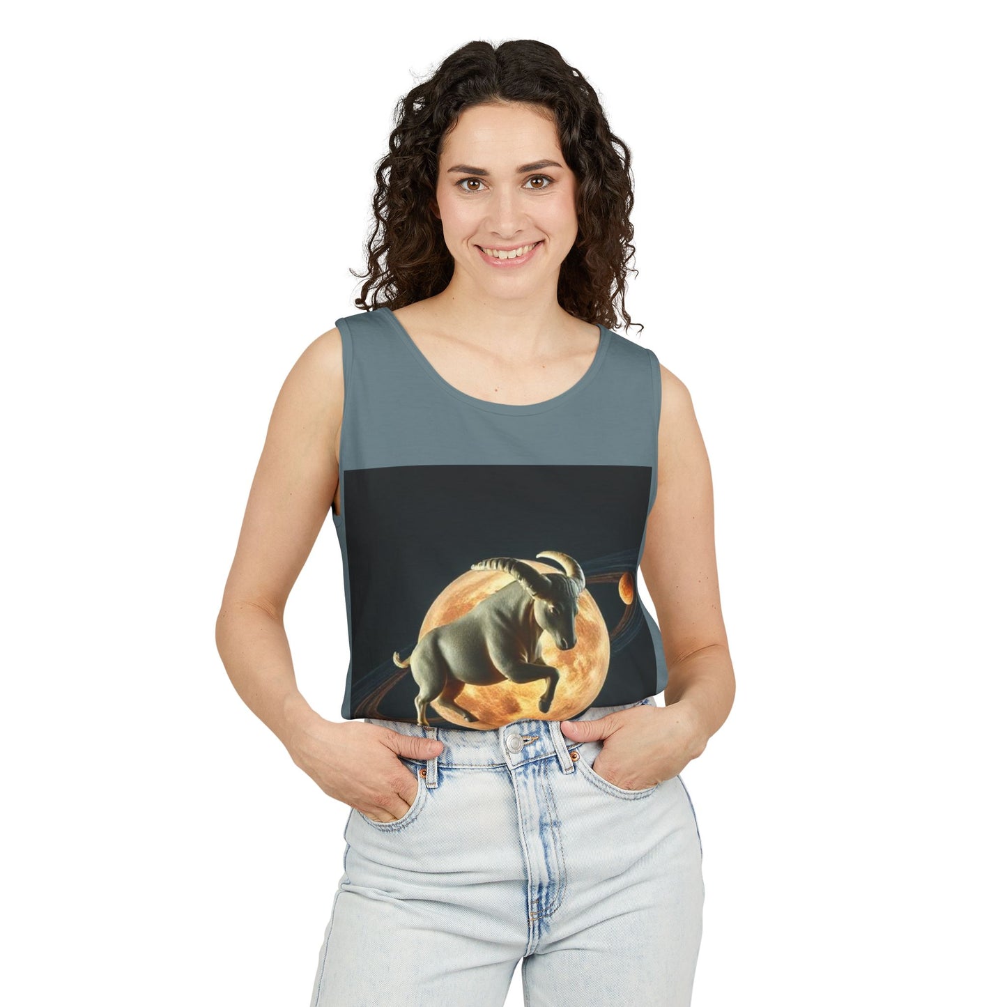Unisex Garment-Dyed, Tank Top, Taurus Design, Planet Animal, 100% US cotton