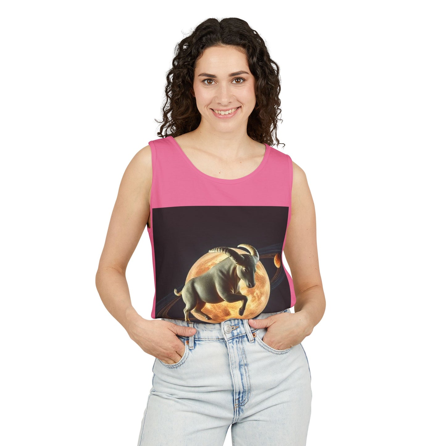 Unisex Garment-Dyed, Tank Top, Taurus Design, Planet Animal, 100% US cotton