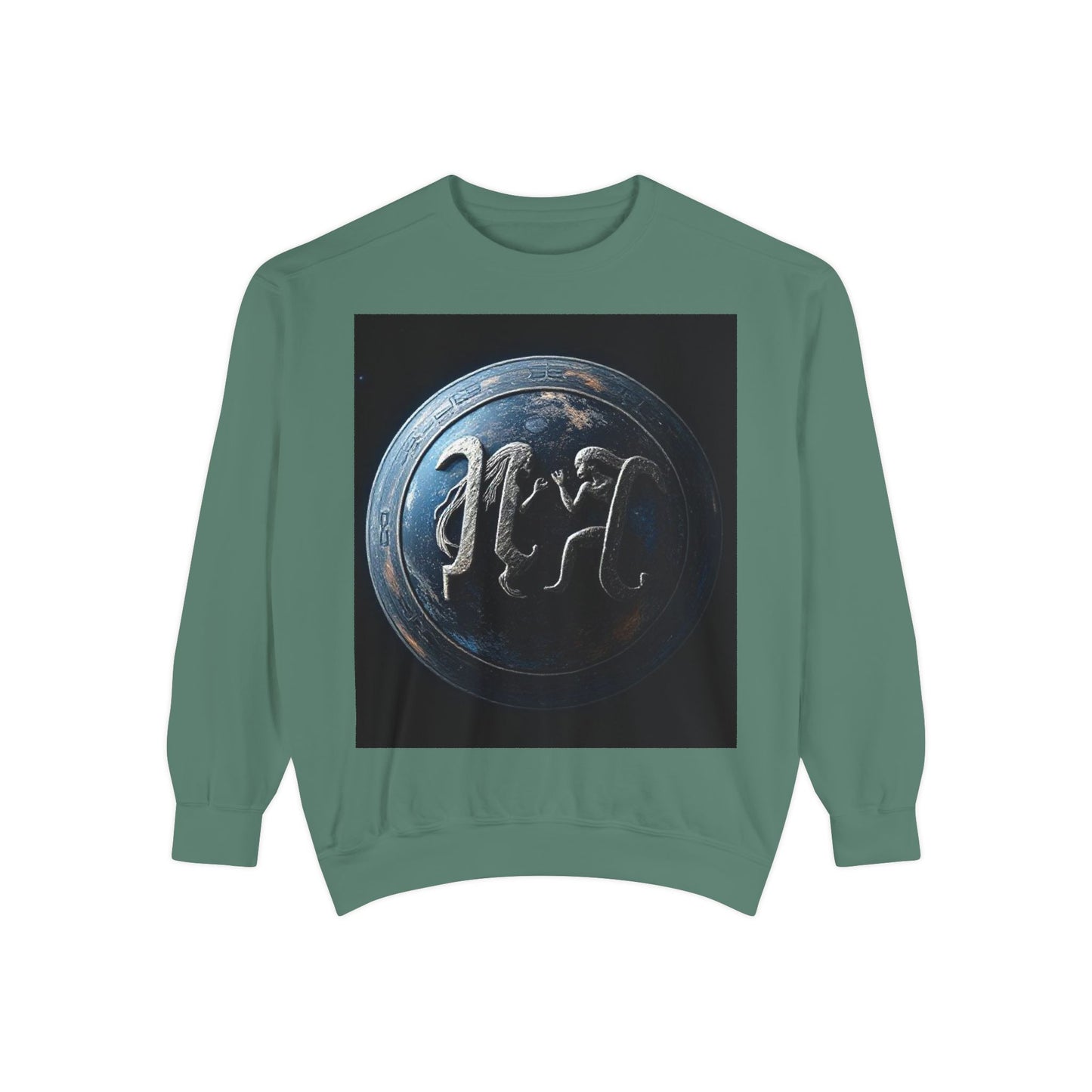 Garment-Dyed Sweatshirt, Unisex, Space Symbol Design, Gemini