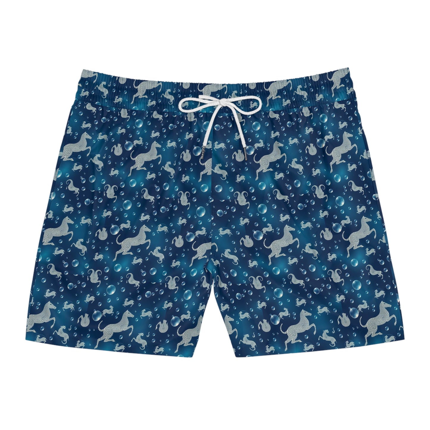 Men's Mid-Length Swim Shorts, (AOP), Capricorn, Zodiac v3, Bubble Pattern