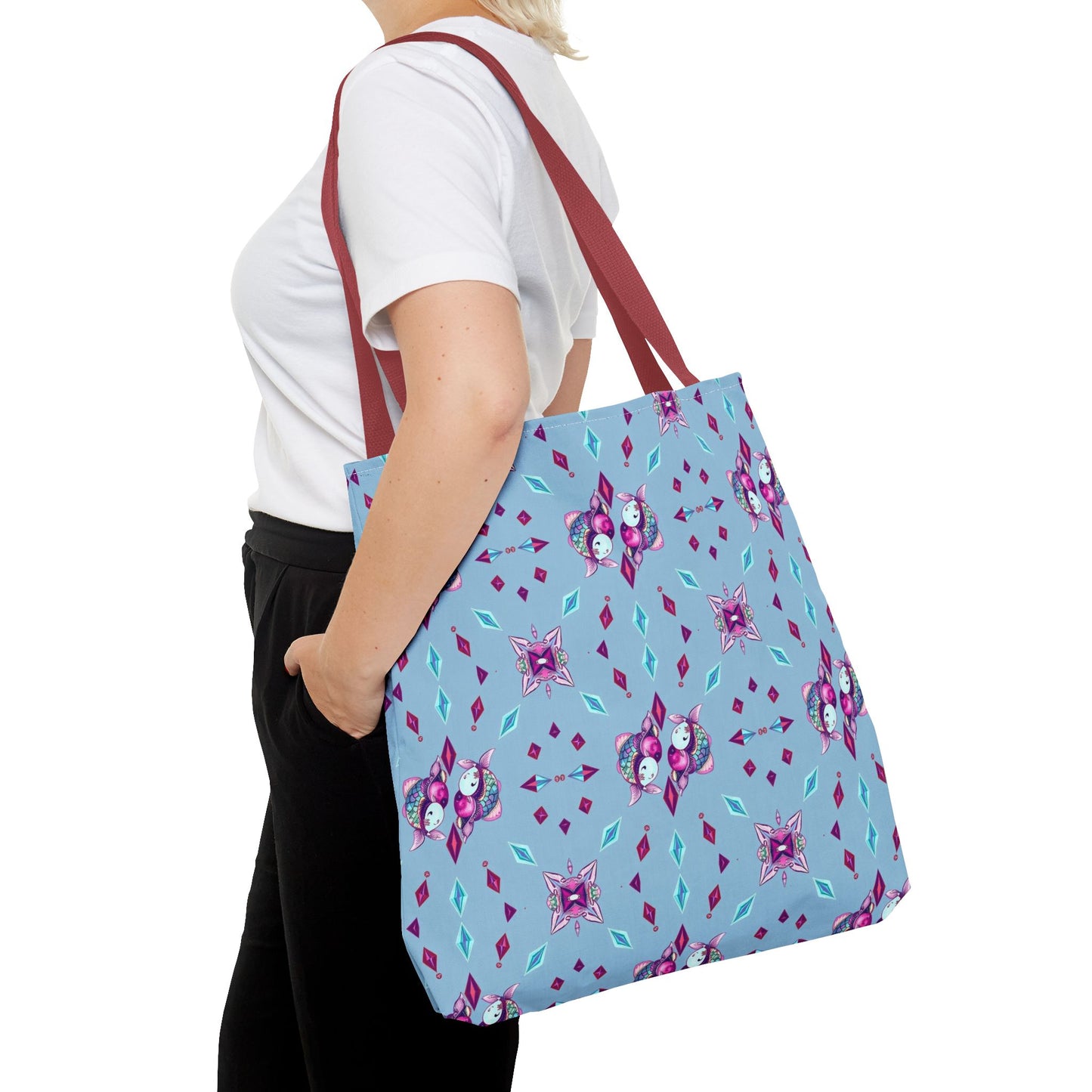 Tote Bag (AOP), Pisces, Zodiac v1, Jewel Pattern