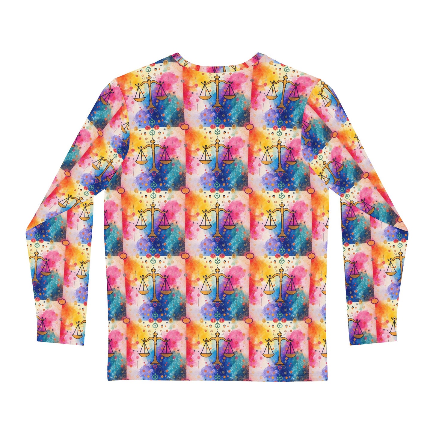 Men's Long Sleeve Shirt, (AOP), Libra, Zodiac v3, Pattern