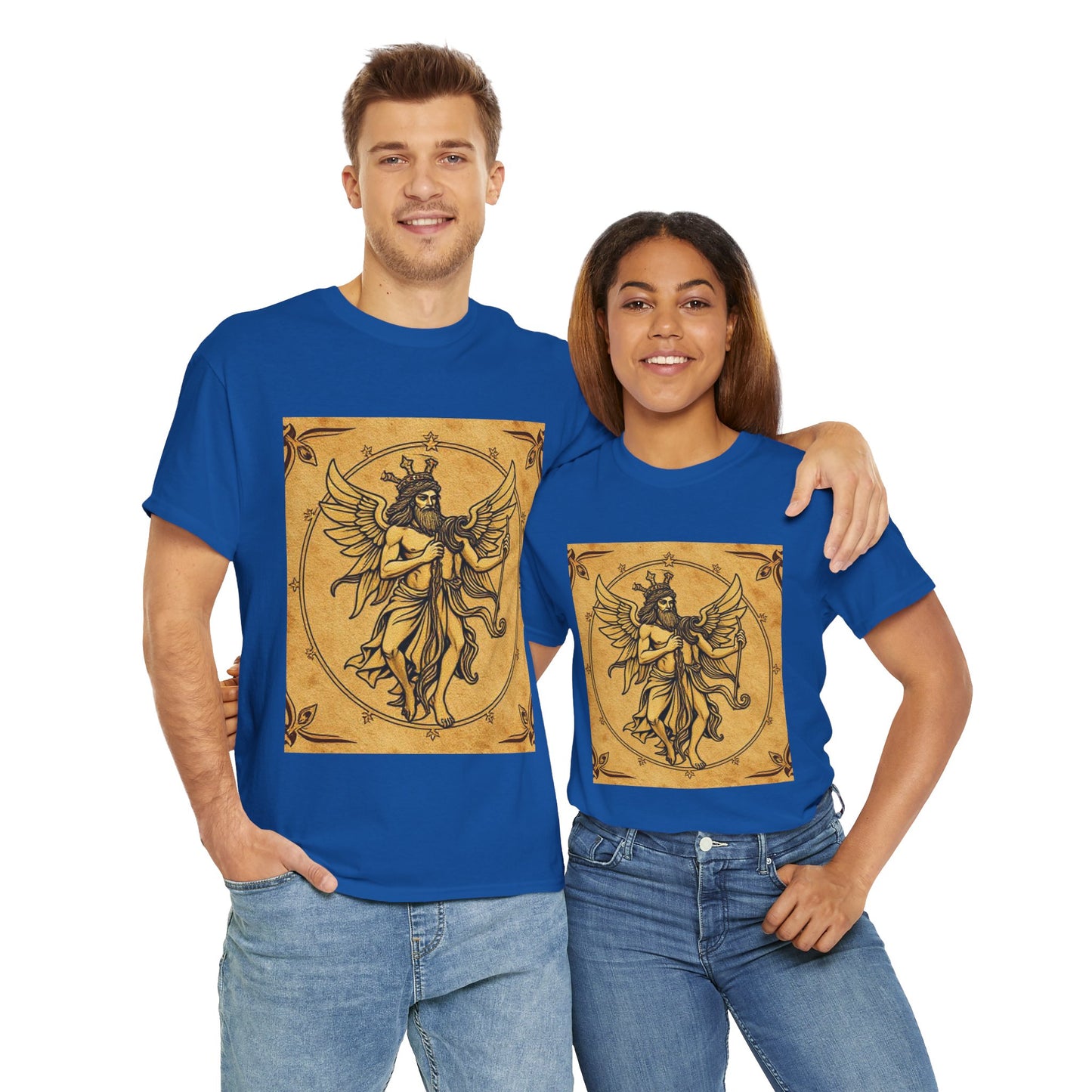 Unisex Heavy Cotton T-Shirt, Pencil Art, Gemini Zodiac Design