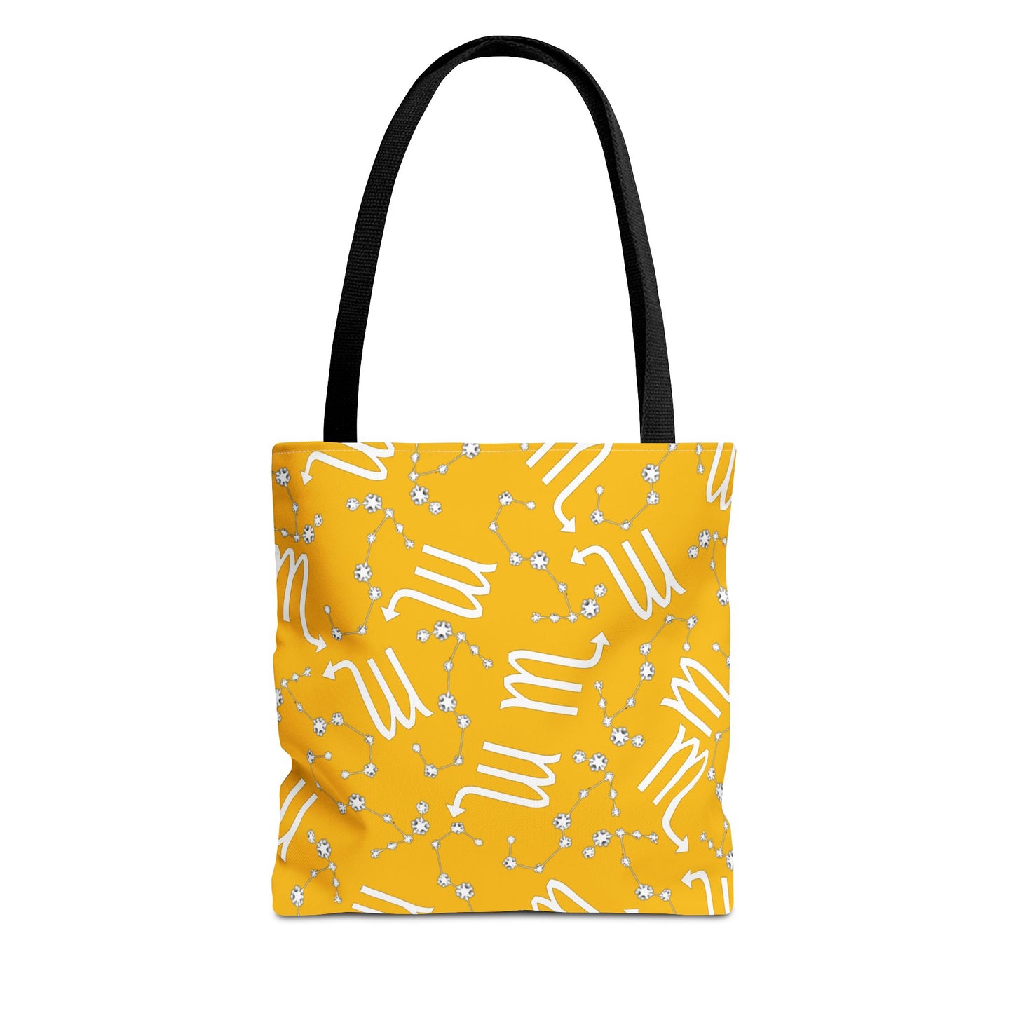 Tote Bag, Scorpio Zodiac Sign, AOP, (Yellow, White)