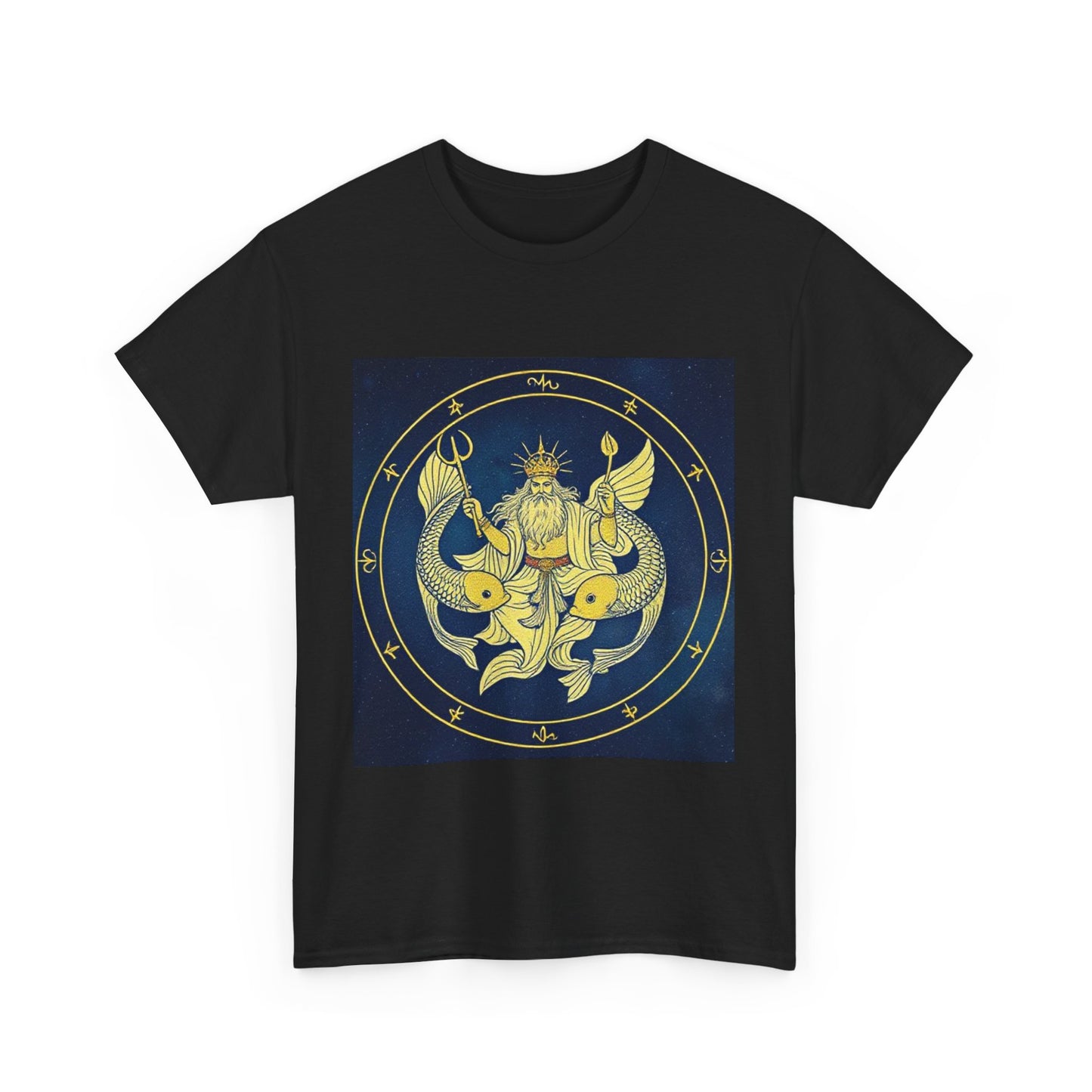 Unisex Heavy Cotton T-Shirt, King of Pisces, Zodiac Design
