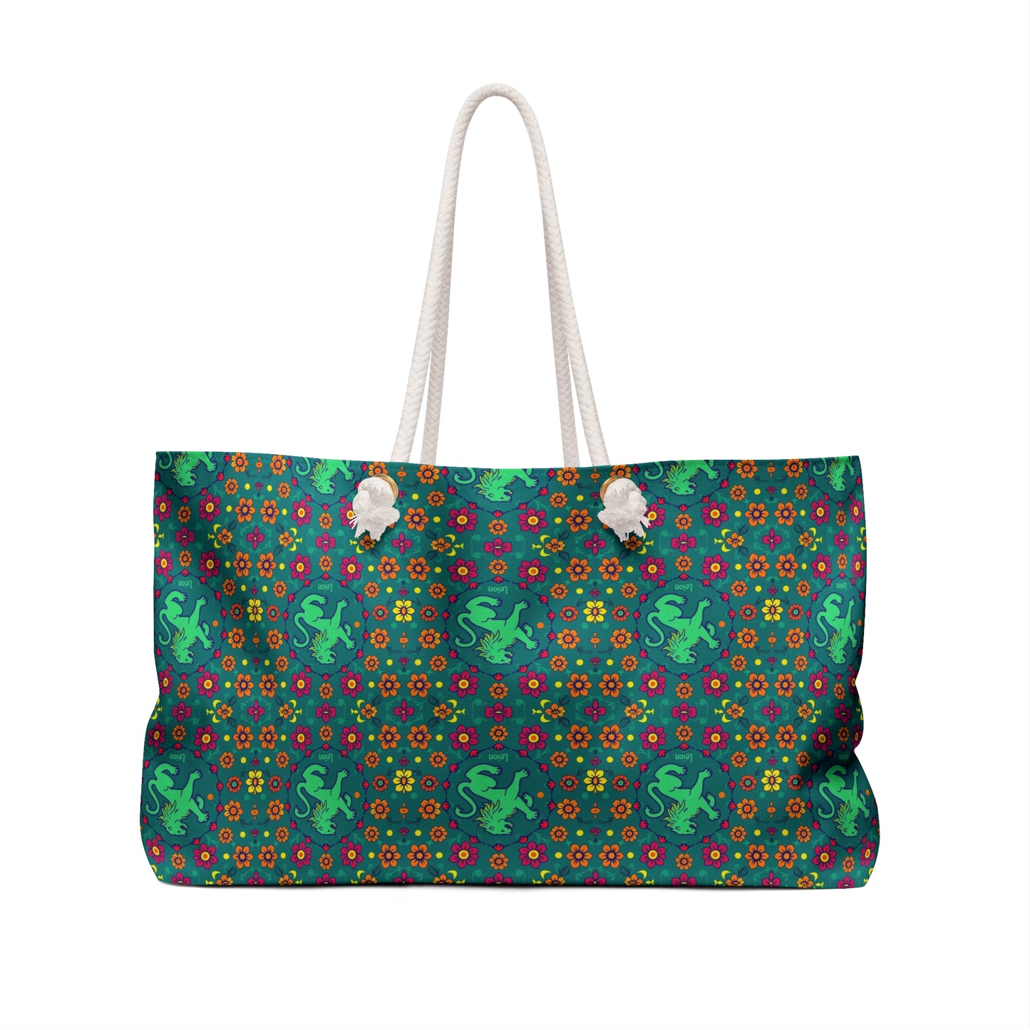 Weekender Bag, Leo, Zodiac v3, Flower Pattern