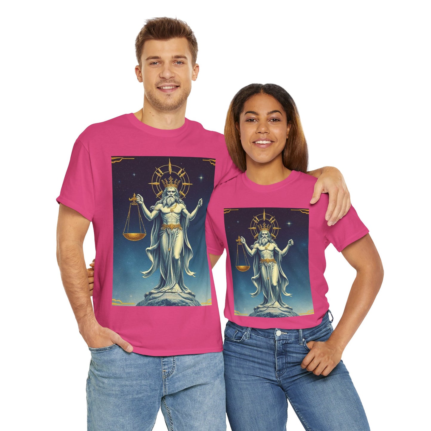 Unisex Heavy Cotton T-Shirt Space v2, Libra God, Zodiac Design