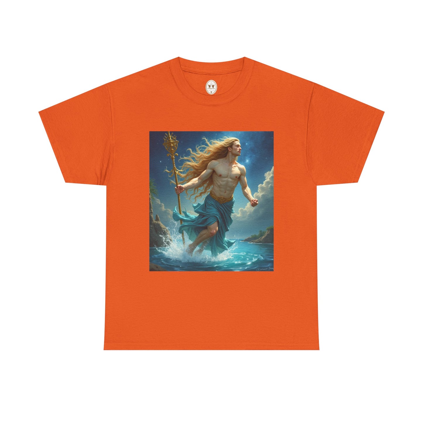 Unisex Heavy Cotton T-Shirt, Aquarius God 4v, Zodiac Design