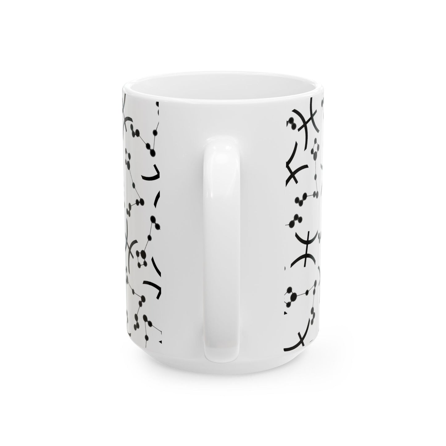 Ceramic Mug, (11oz, 15oz), Ceramic Coffee Mug, AOP, Constellation & Symbol, Pisces Zodiac Design