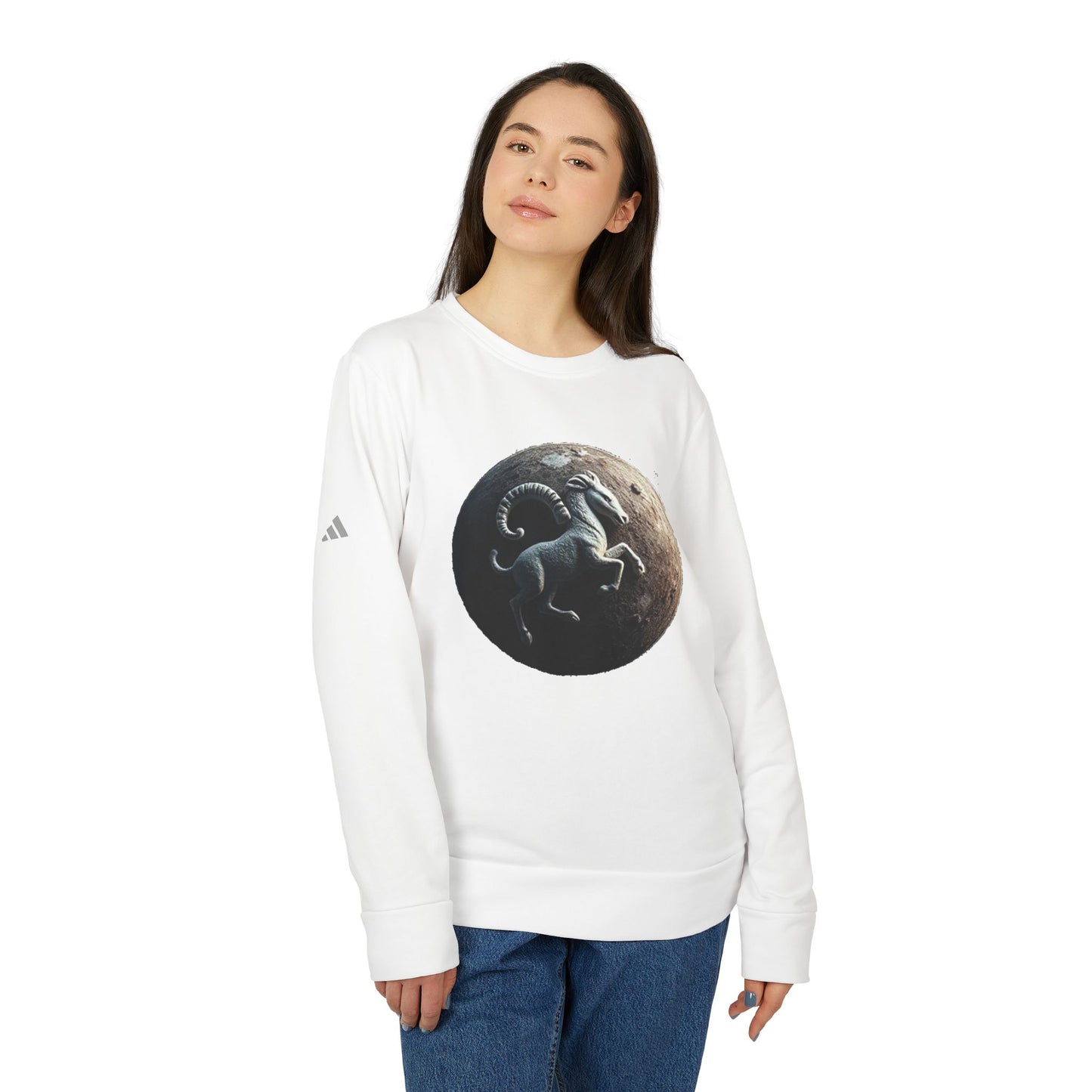 Adidas, Unisex Fleece Crewneck Sweatshirt, Aries, Planet Animal, Zodiac