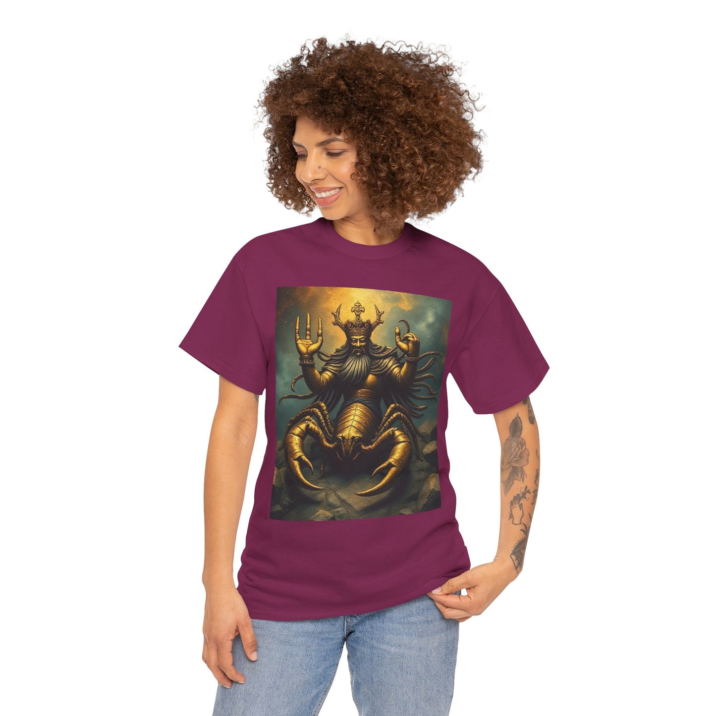 Unisex Heavy Cotton T-Shirt, Desert Scorpio King, Zodiac Design