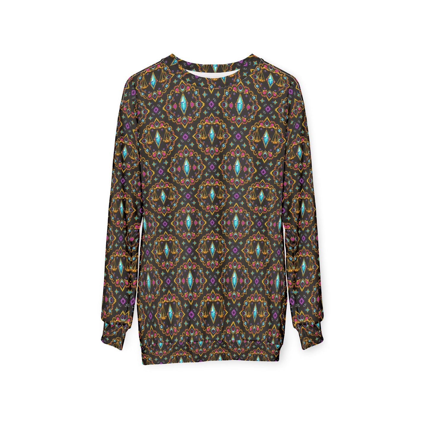 Unisex Sweatshirt (AOP), Libra, Zodiac v3, Jewel Pattern