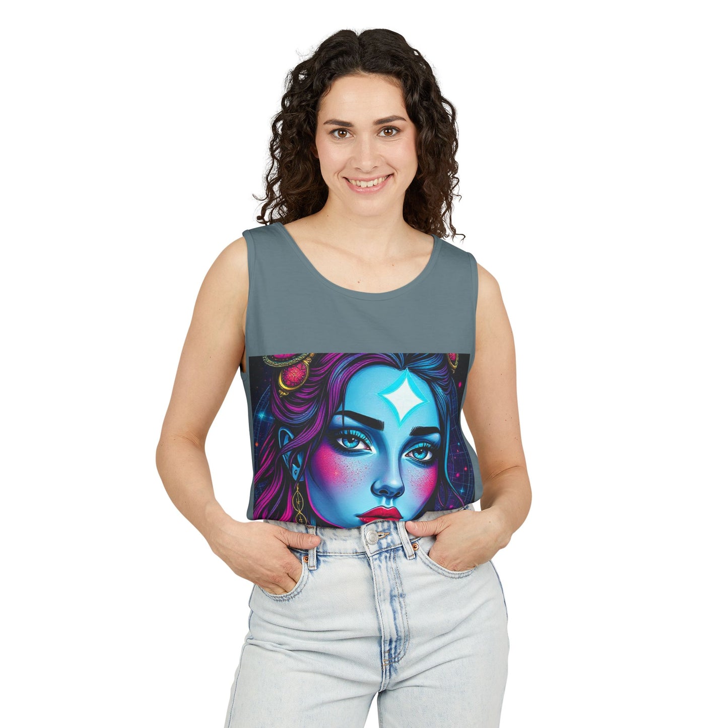 Unisex Garment-Dyed, Tank Top, Gemini, Pop Art, 100% US cotton
