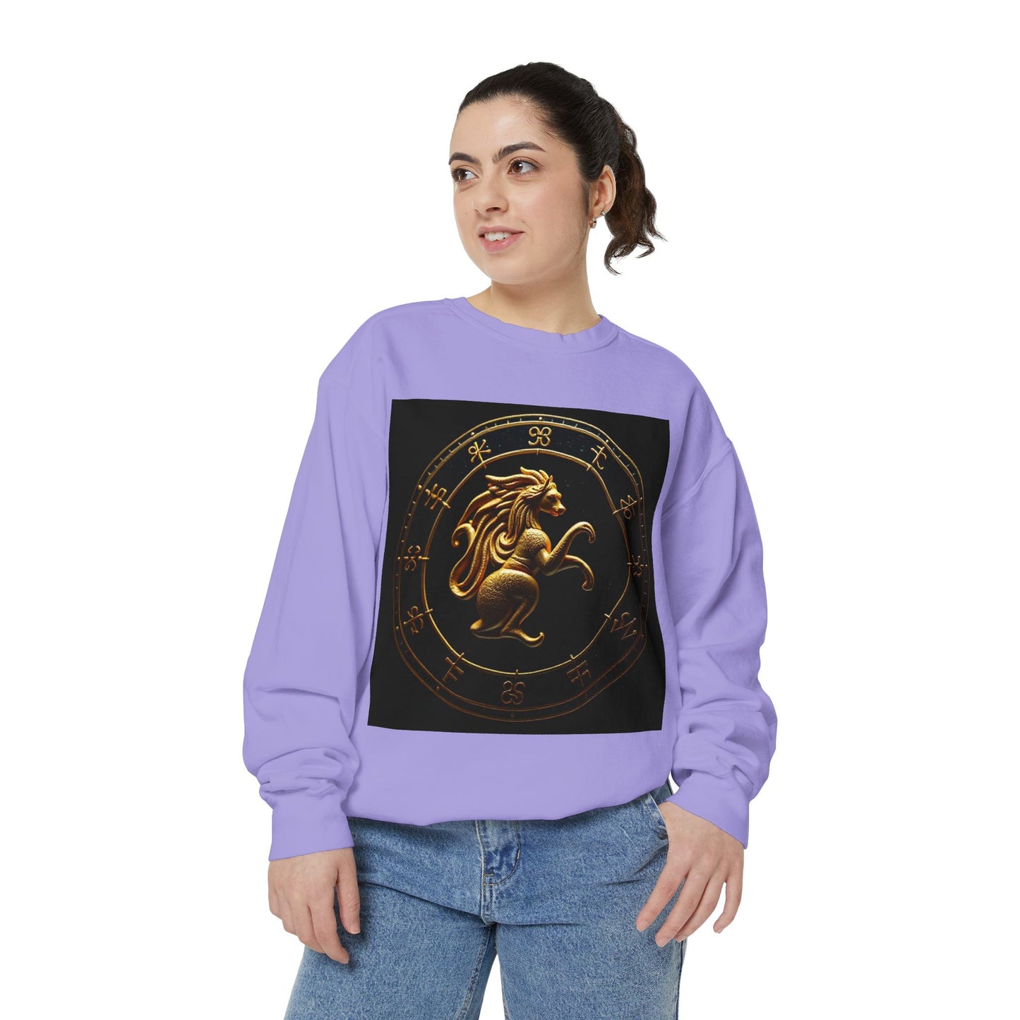 Garment-Dyed Sweatshirt, Unisex, Space Animal Design v1, Virgo