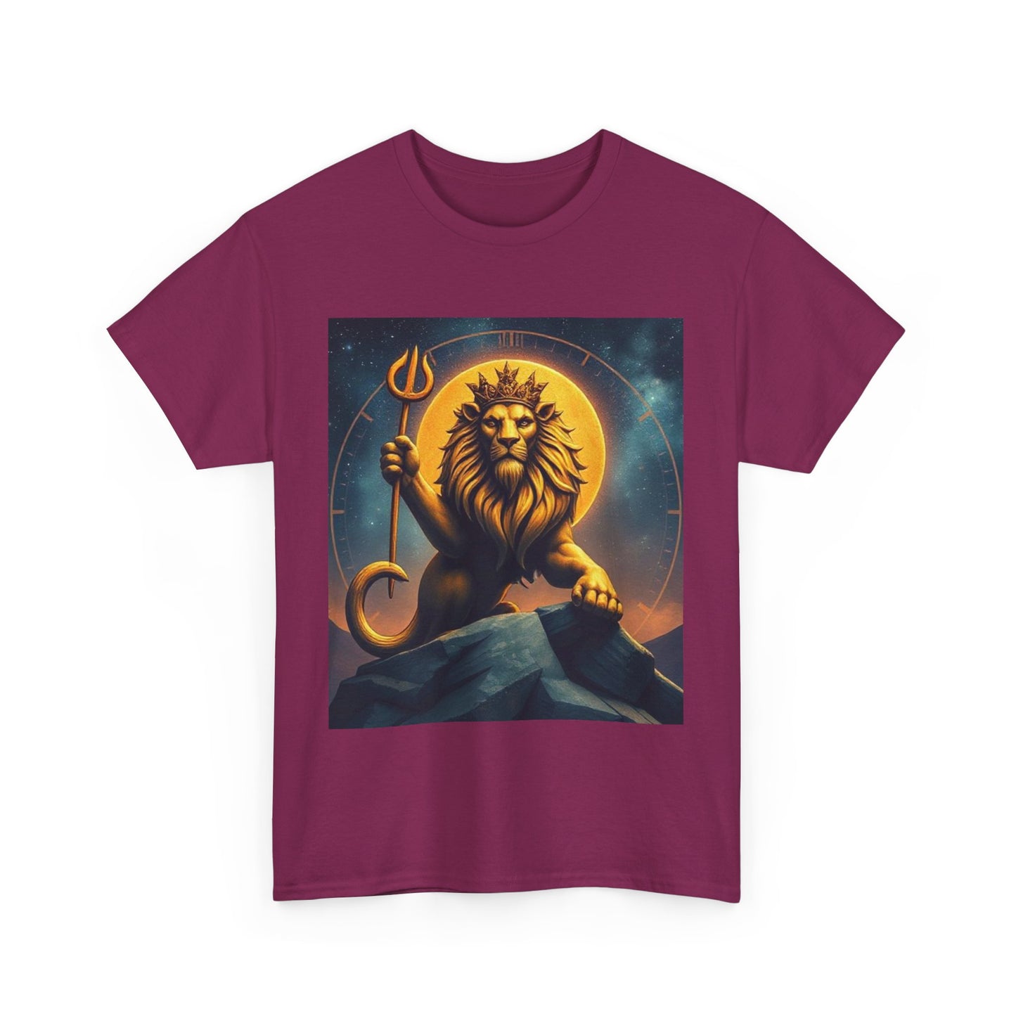 Unisex Heavy Cotton T-Shirt, King of Lions v2, Leo Zodiac Design