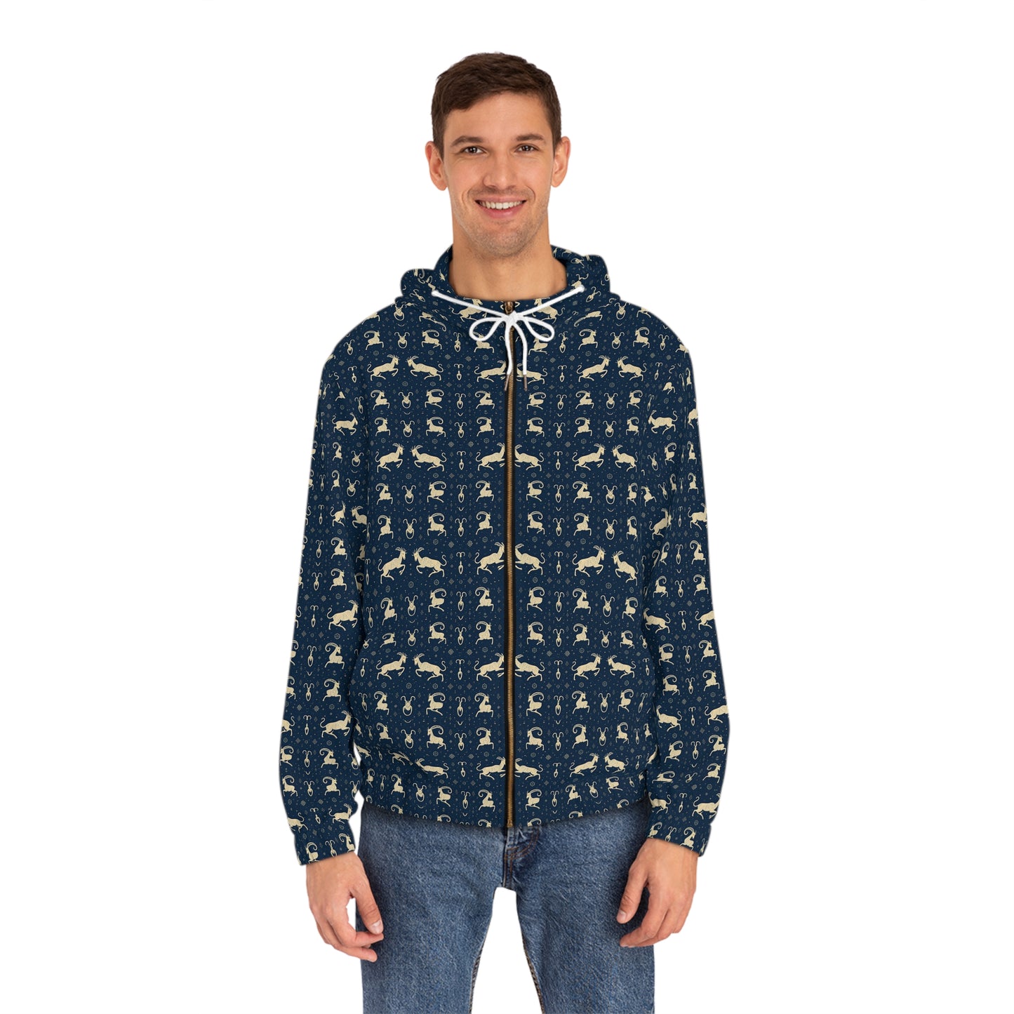 Full-Zip Hoodie (AOP), Capricorn, Zodiac v4, Pattern