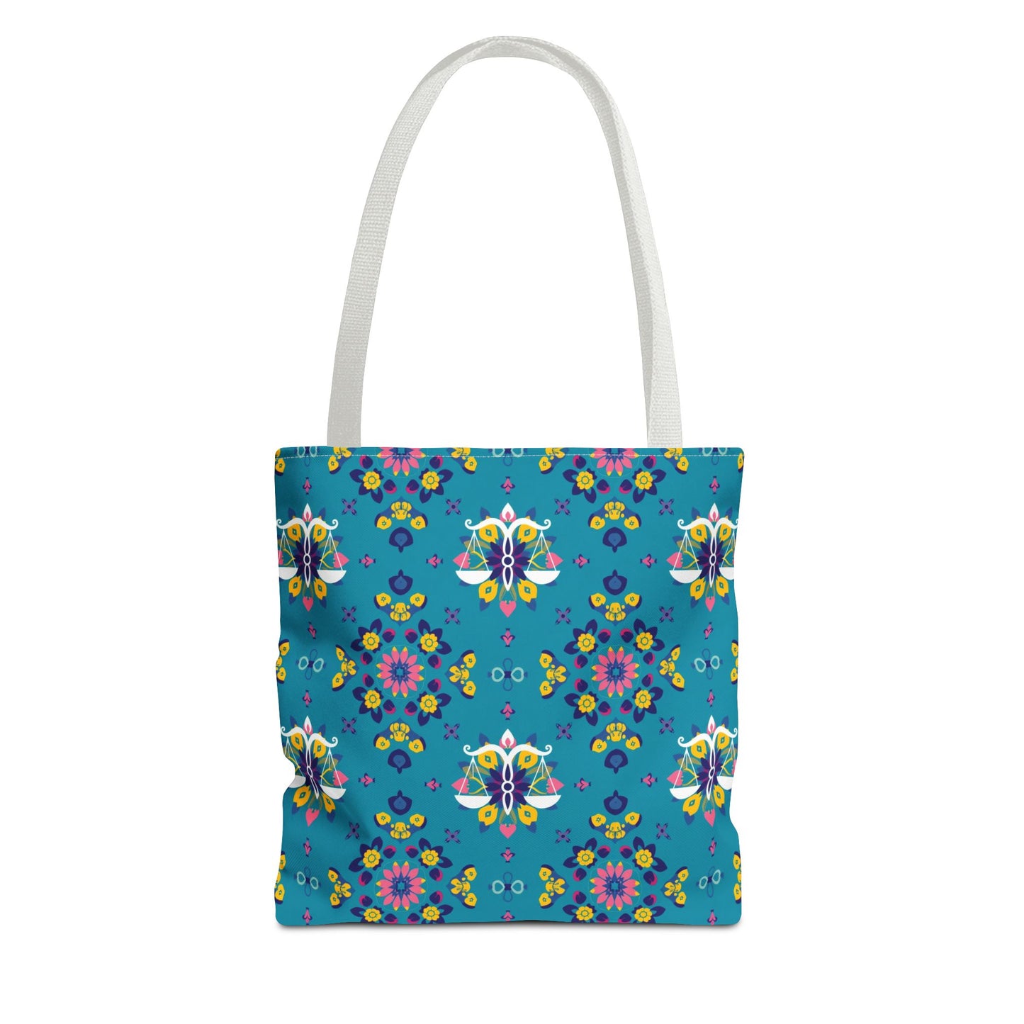 Tote Bag (AOP), Libra, Zodiac v1, Flower Pattern