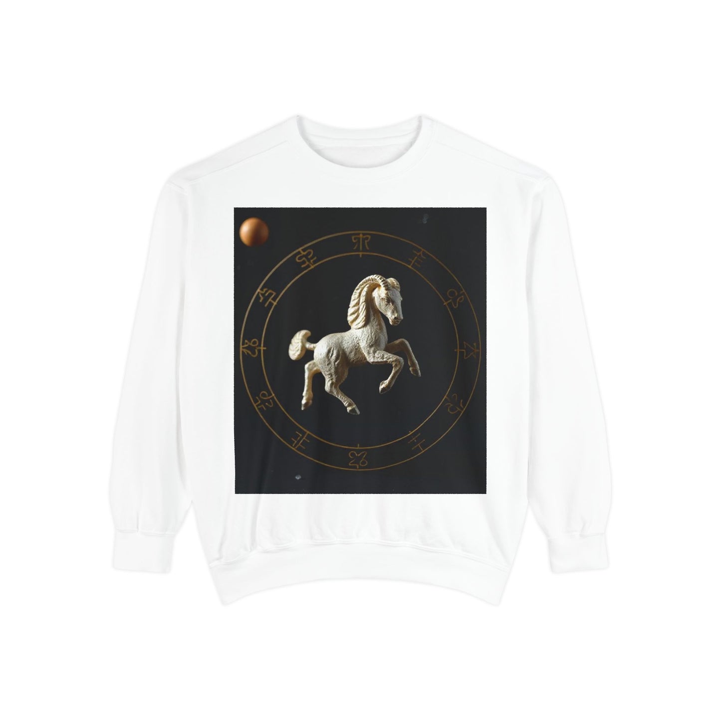 Garment-Dyed Sweatshirt, Unisex, Space Animal Design, Capricorn