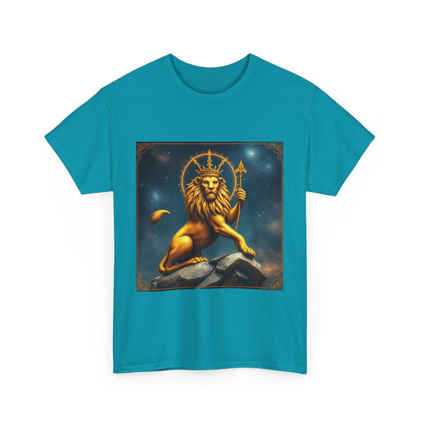 Unisex Heavy Cotton T-Shirt, King of Lions, Leo Zodiac Design