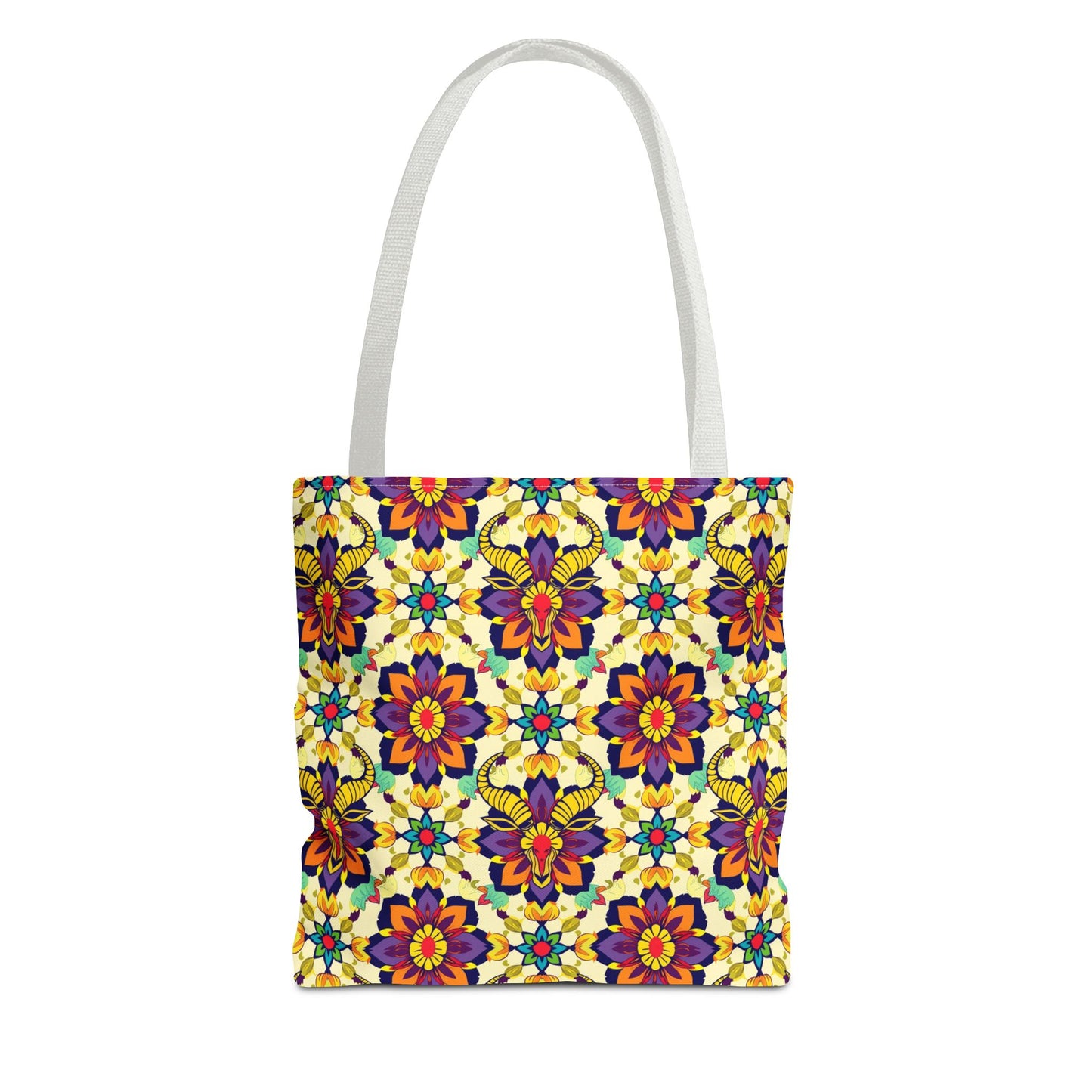Tote Bag, (AOP), Taurus, Zodiac v5, Flower Pattern