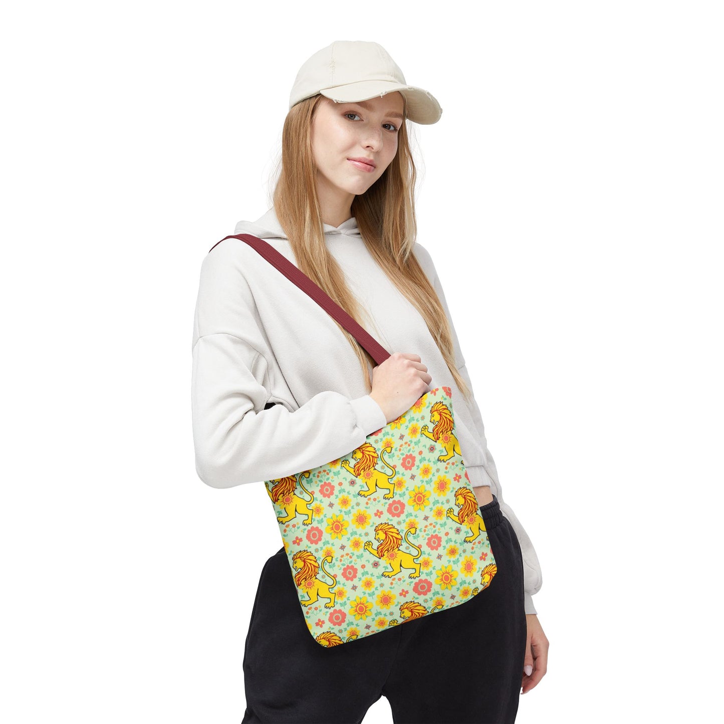 Tote Bag, (AOP), Leo, Zodiac v2, Flower Pattern