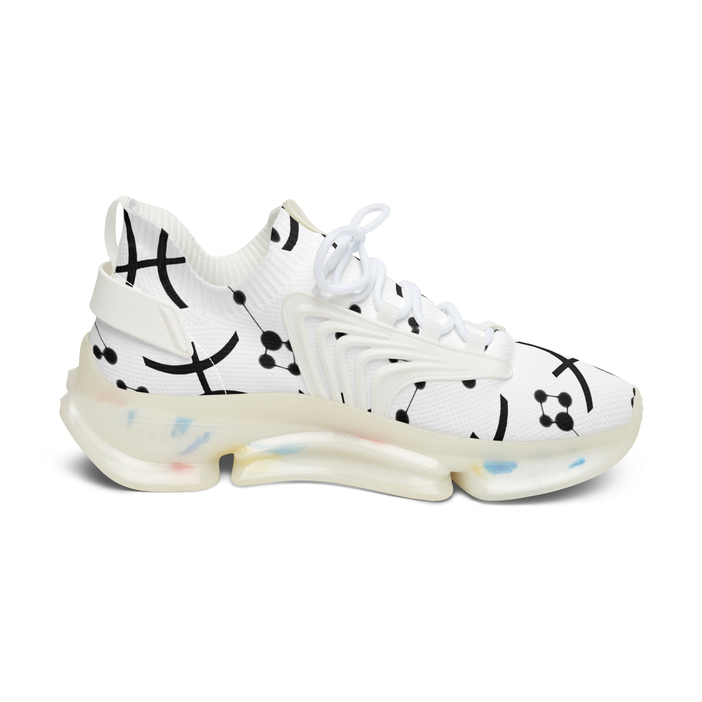 Women's Mesh Sneakers, Constellation & Symbol, Pisces Zodiac Sign, AOP