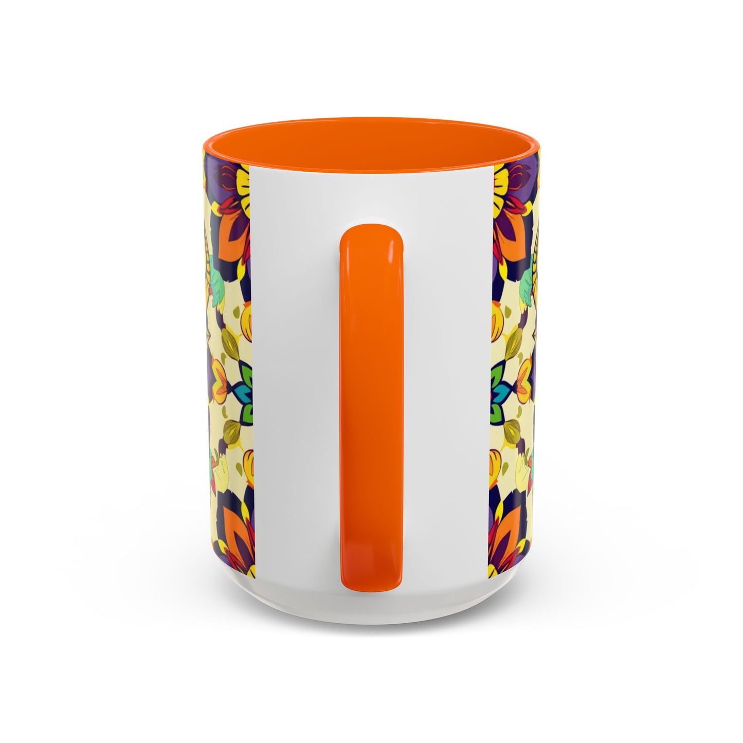 Accent Coffee Mug, Taurus, Zodiac v3. Flower Pattern, (11, 15oz)