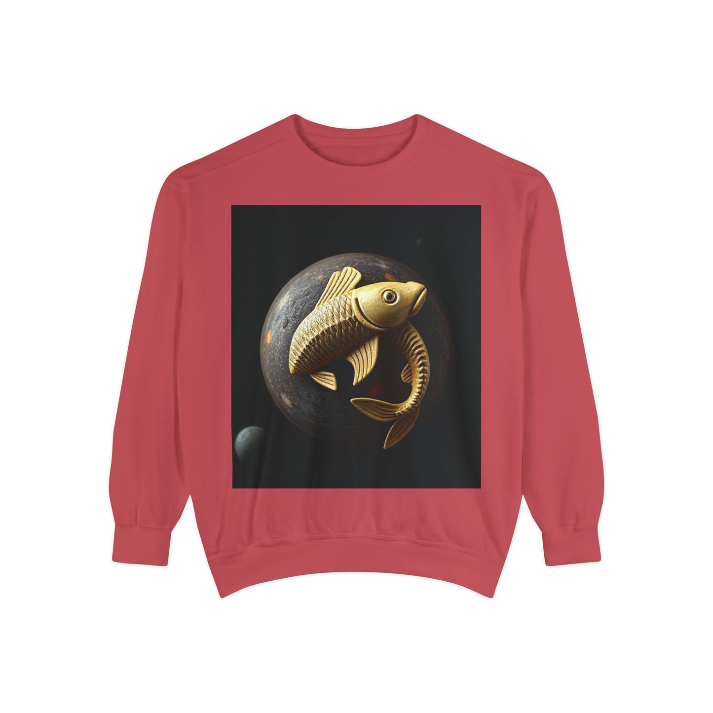 Garment-Dyed Sweatshirt, Unisex, Space Animal Design v1, Pisces