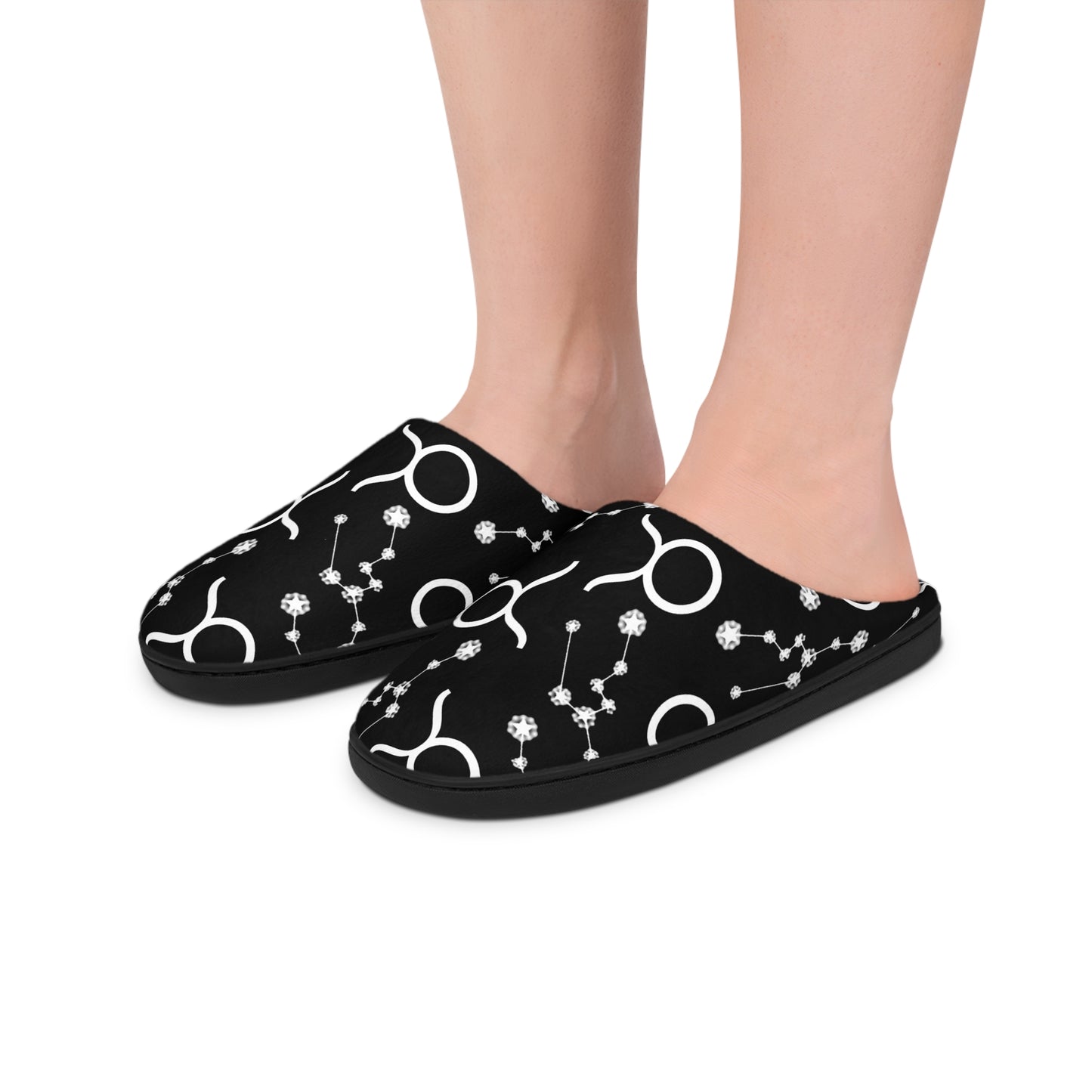 Women's Indoor Slippers, Taurus Zodiac Sign, 100% polyester, Outer-layer and lining