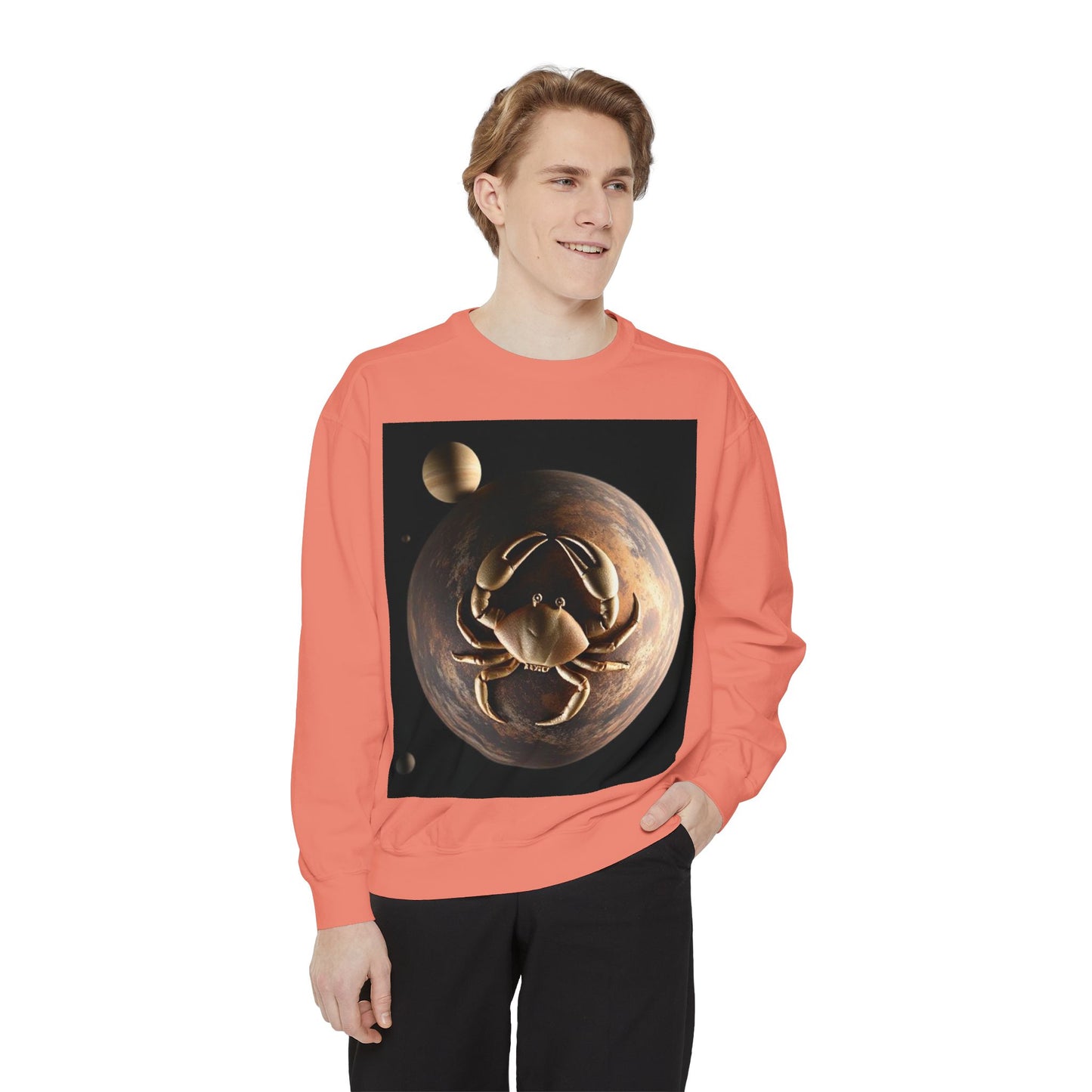 Garment-Dyed Sweatshirt, Unisex, Space Animal Design v1, Cancer