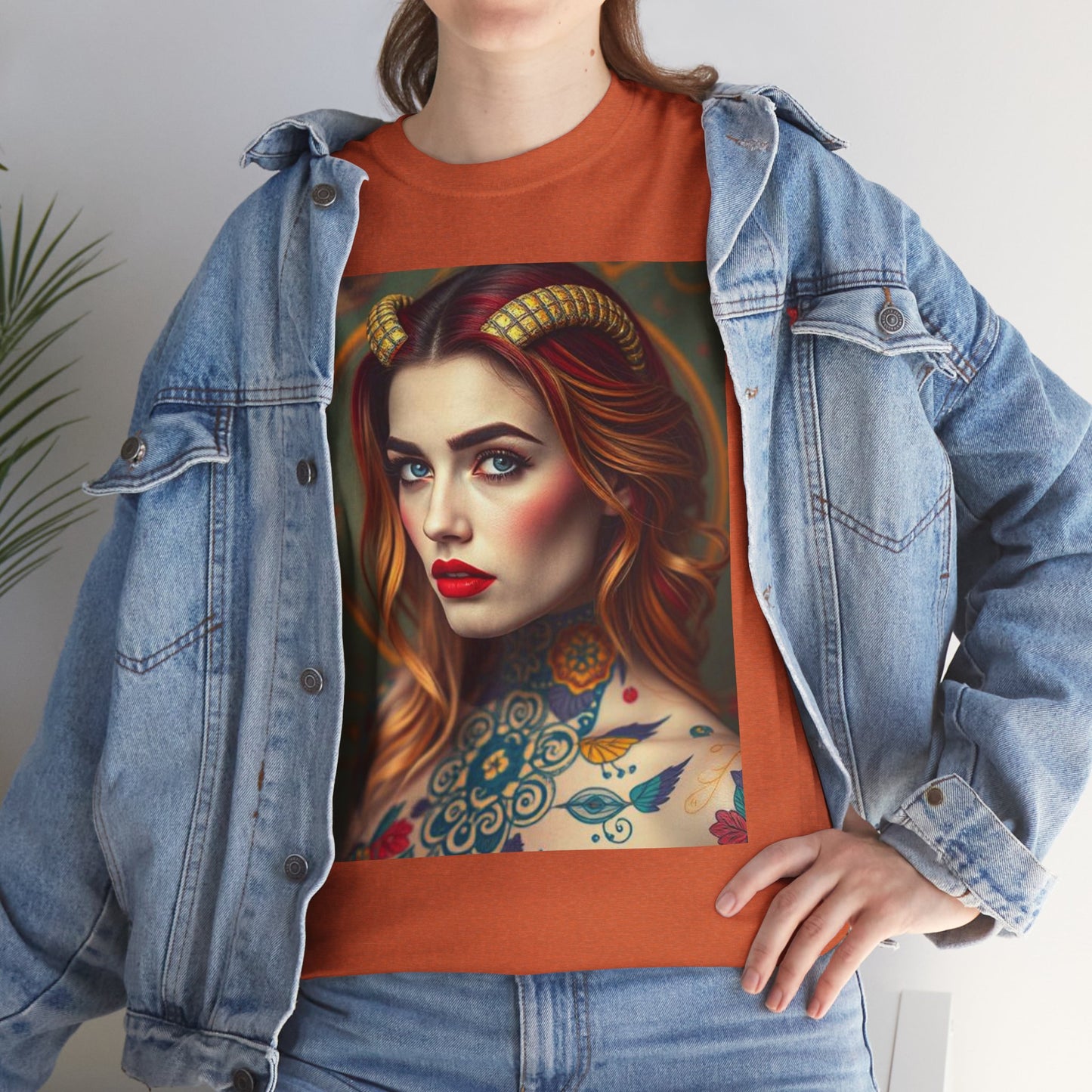 Unisex Heavy Cotton T-Shirt, Capricorn, Zodiac v3, Sexy Art