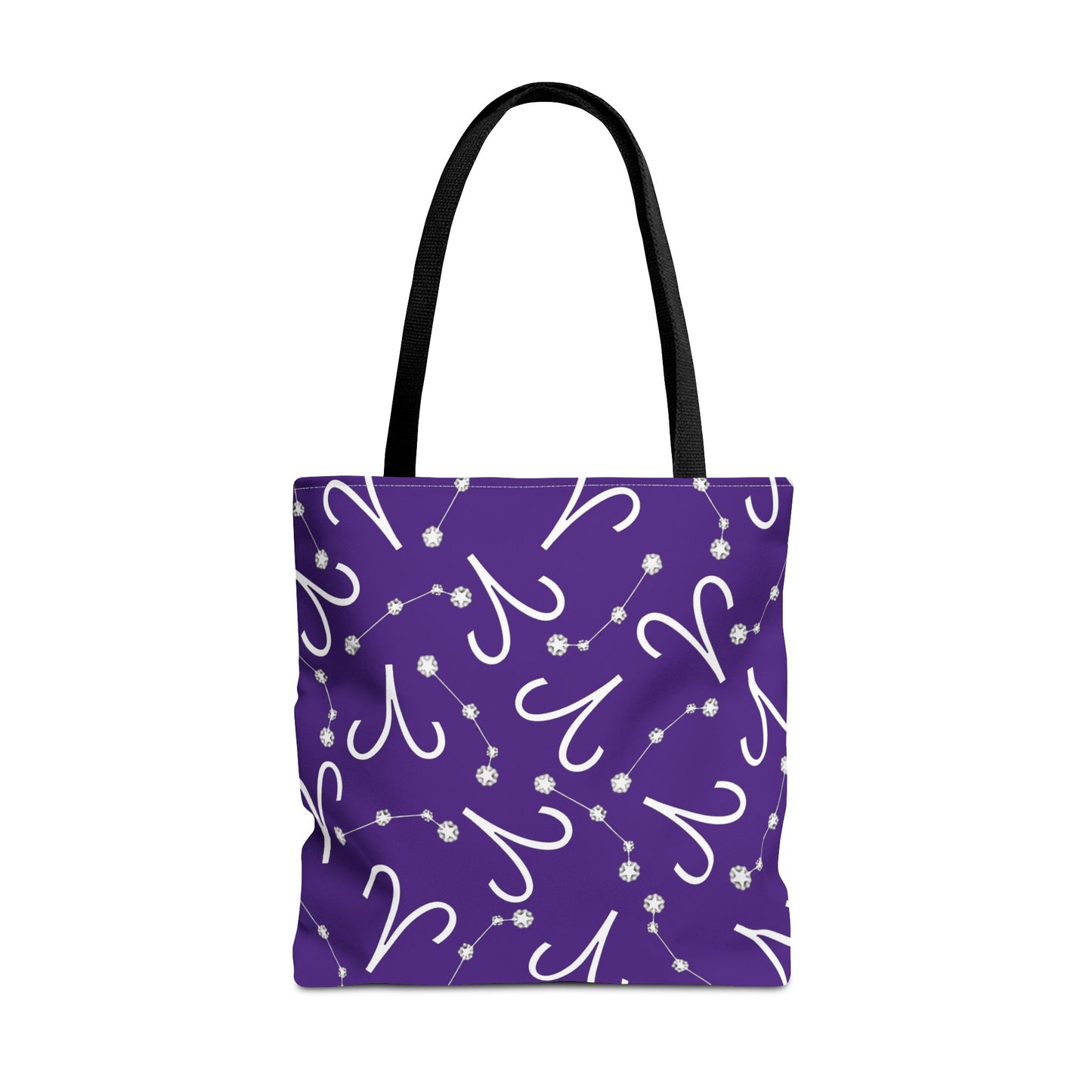 Tote Bag, Aries Zodiac Sign, AOP, (Purple, White)