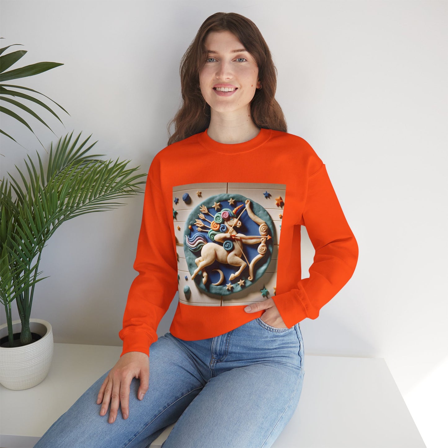 Unisex Heavy Blend™ Crewneck Sweatshirt, Colorful Horse, Sagittarius Zodiac Design