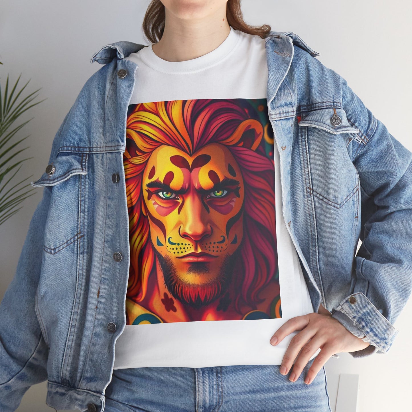 Unisex Heavy Cotton T-Shirt, Leo, Zodiac v2, Sexy Art
